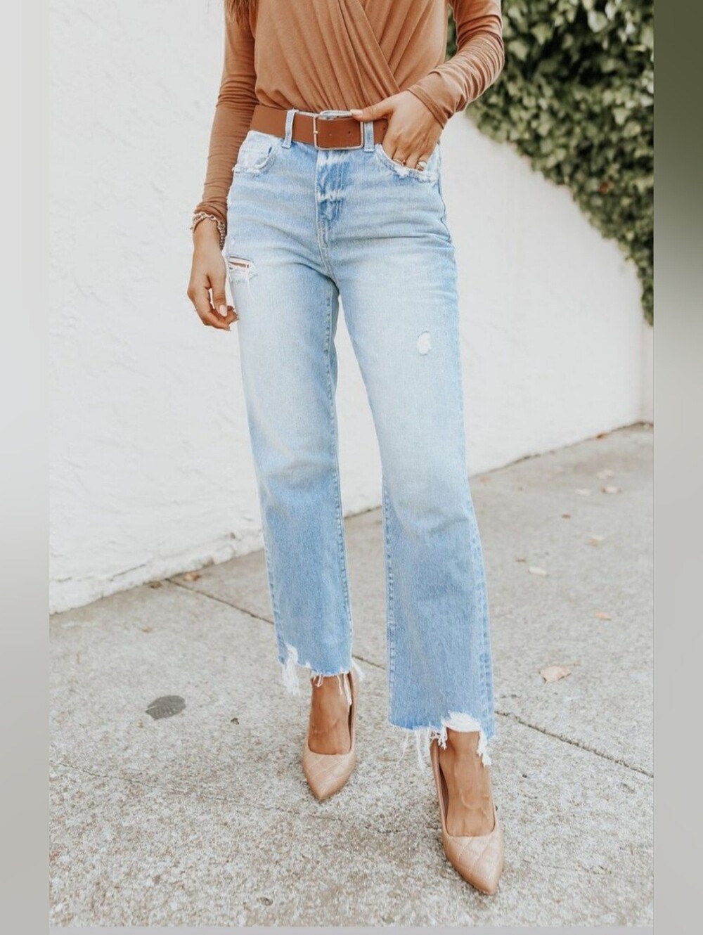Flying Monkey Angie Light Blue High-Rise Straight Jeans